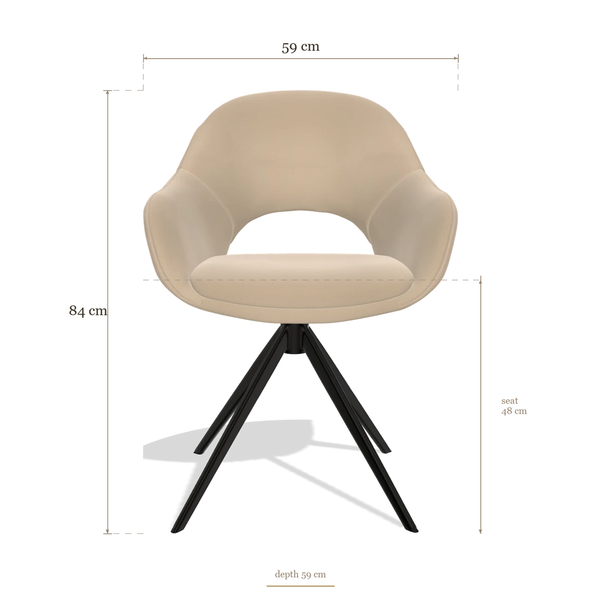 Silla de comedor Matera 6470, medidas 59 x 59 x 84 cm