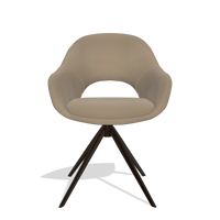 Silla de comedor Matera 6470 en Piel B968 (topo), base giratoria en espresso, vista frontal