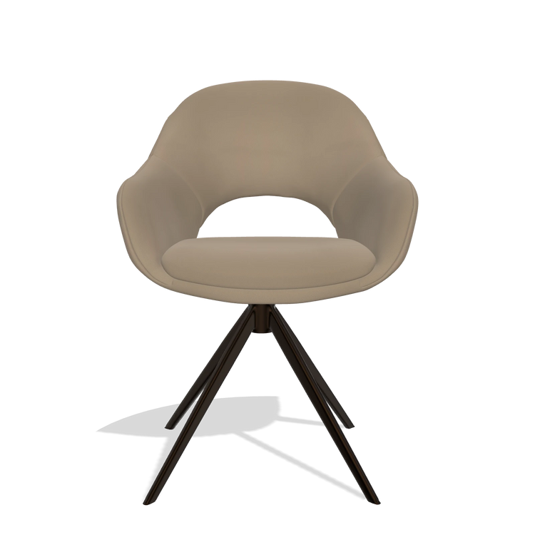 Silla de comedor Matera 6470 en Piel B968 (topo), base giratoria en espresso, vista frontal
