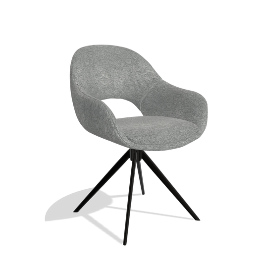 Esszimmerstuhl Matera 6470 in Stoff Mito 97 (Taupe), Drehfuß in Schwarz, Schrägansicht