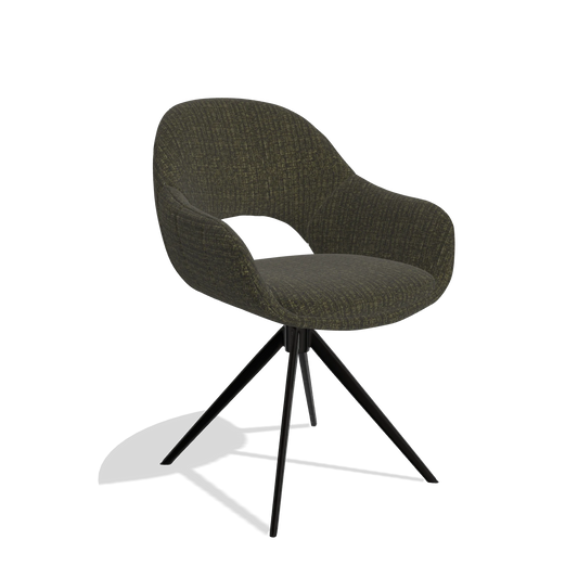Esszimmerstuhl Matera 6470 in Stoff Niagara 502 (Schwarz), Drehfuß in Schwarz, Schrägansicht