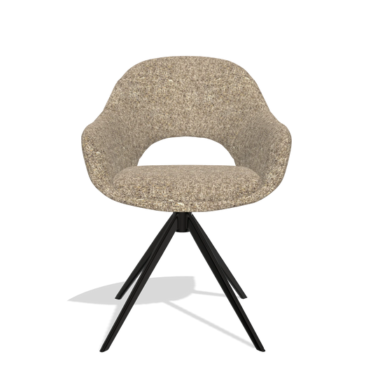 Esszimmerstuhl Matera 6470 in Stoff Oasis 176 (Taupe), Drehfuß in Schwarz, Vorderansicht