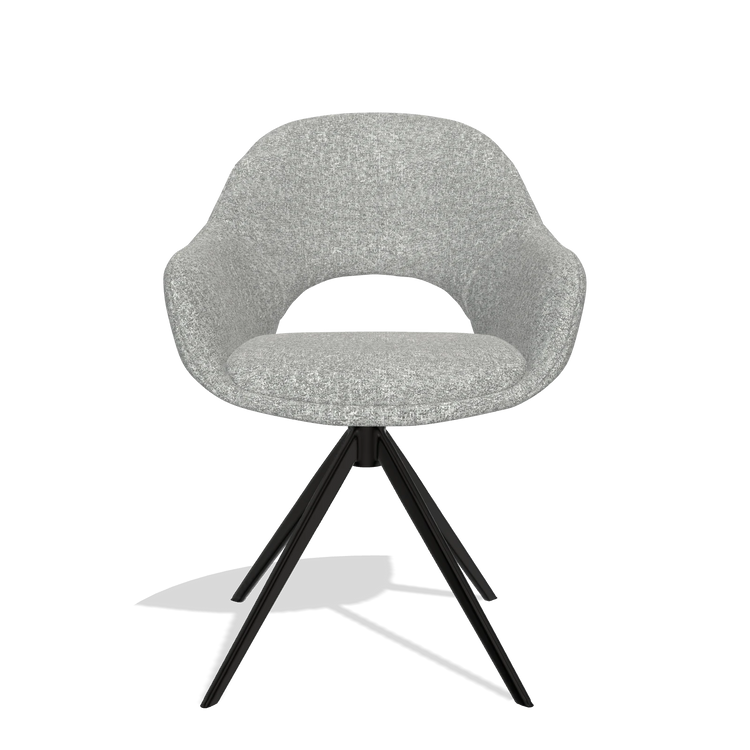 Dining Chair Matera 6470 in Oasis 40 fabric (greige), black swivel base, front view