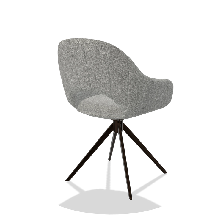 Dining Chair Matera 6470 in Oasis 40 fabric (greige), espresso swivel base, back angled view