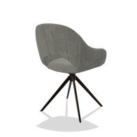 Dining Chair Matera 6470 in San Remo 802 fabric (taupe), espresso swivel base, back angled view