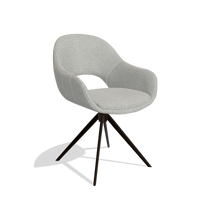 Dining Chair Matera 6470 in Sneak 05 fabric (greige), espresso swivel base, angled view