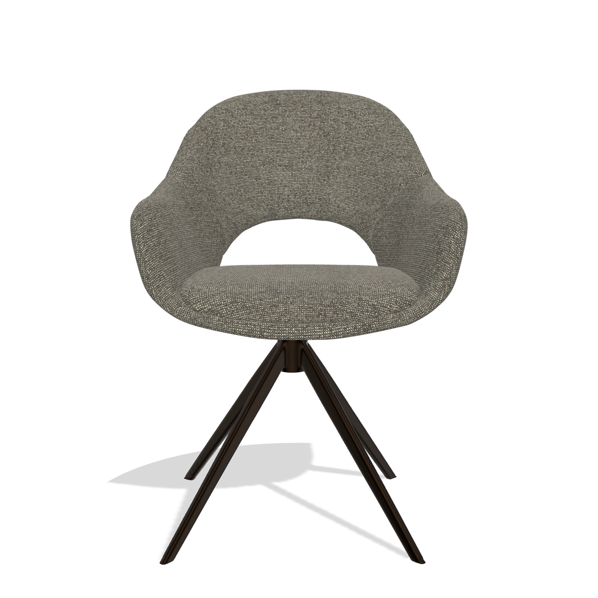 Eetkamerstoel Matera 6470 in stof Sneak 10 (donkergrijs), draaivoet in espresso, vooraanzicht