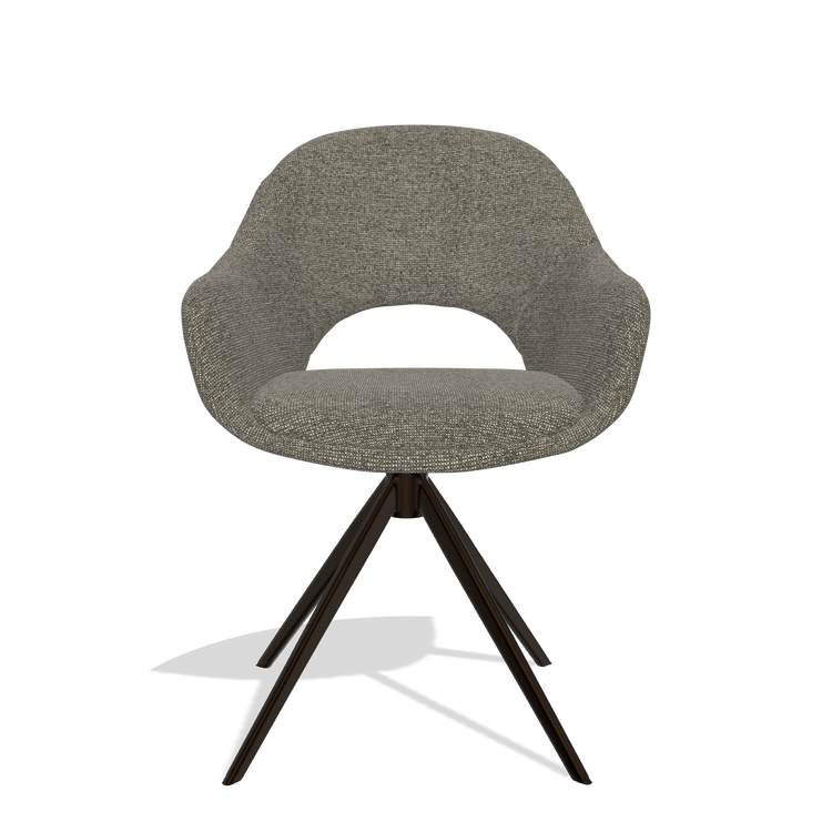 Eetkamerstoel Matera 6470 in stof Sneak 10 (donkergrijs), draaivoet in espresso, vooraanzicht