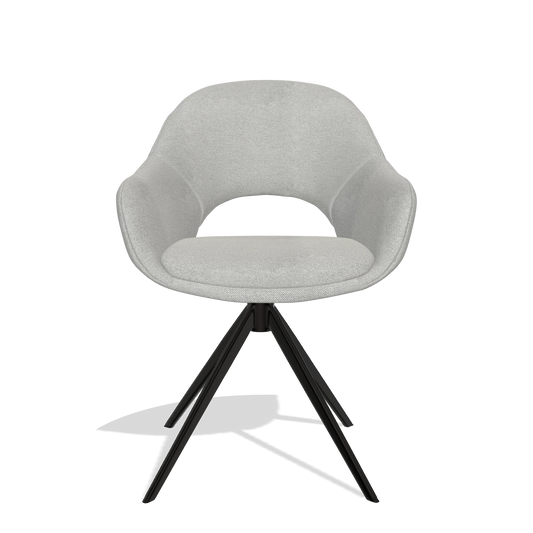 Dining Chair Matera 6470 in Sneak 110 fabric (greige), black swivel base, front view
