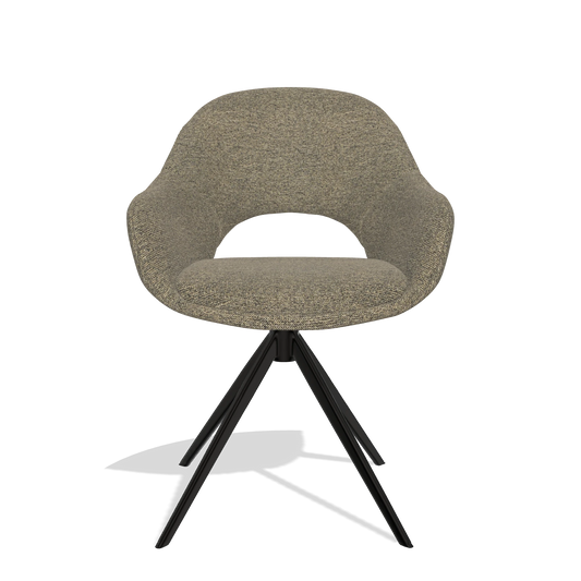 Dining Chair Matera 6470 in Sneak 124 fabric (olive), black swivel base, front view