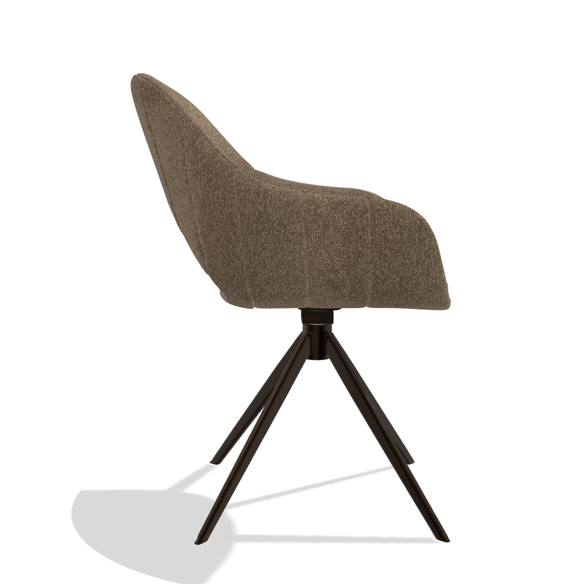 Eetkamerstoel Matera 6470 in stof Sneak 16 (olijfgroen), draaivoet in espresso, zijaanzicht