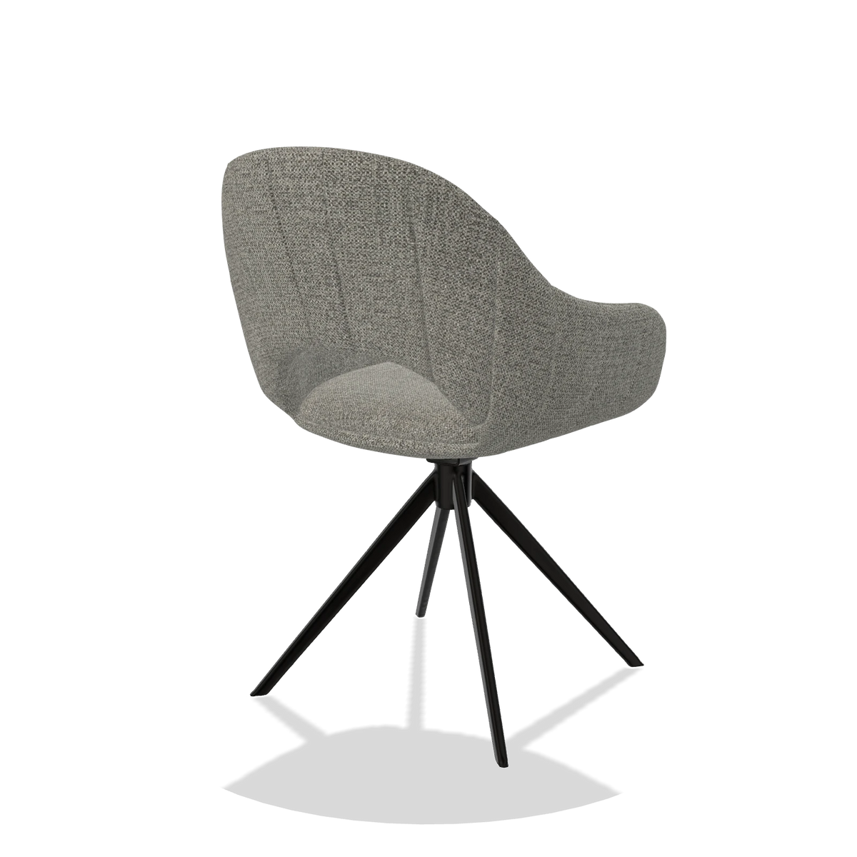 Esszimmerstuhl Matera 6470 in Stoff Taurus 65 (Taupe), Drehfuß in Schwarz, Schrägansicht von hinten