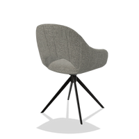 Esszimmerstuhl Matera 6470 in Stoff Taurus 65 (Taupe), Drehfuß in Schwarz, Schrägansicht von hinten