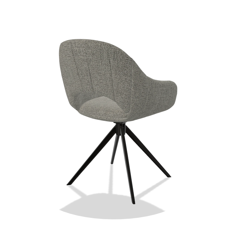 Esszimmerstuhl Matera 6470 in Stoff Taurus 65 (Taupe), Drehfuß in Schwarz, Schrägansicht von hinten