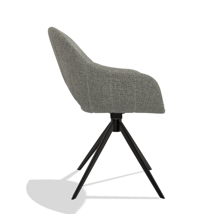 Esszimmerstuhl Matera 6470 in Stoff Taurus 65 (Taupe), Drehfuß in Schwarz, Seitenansicht