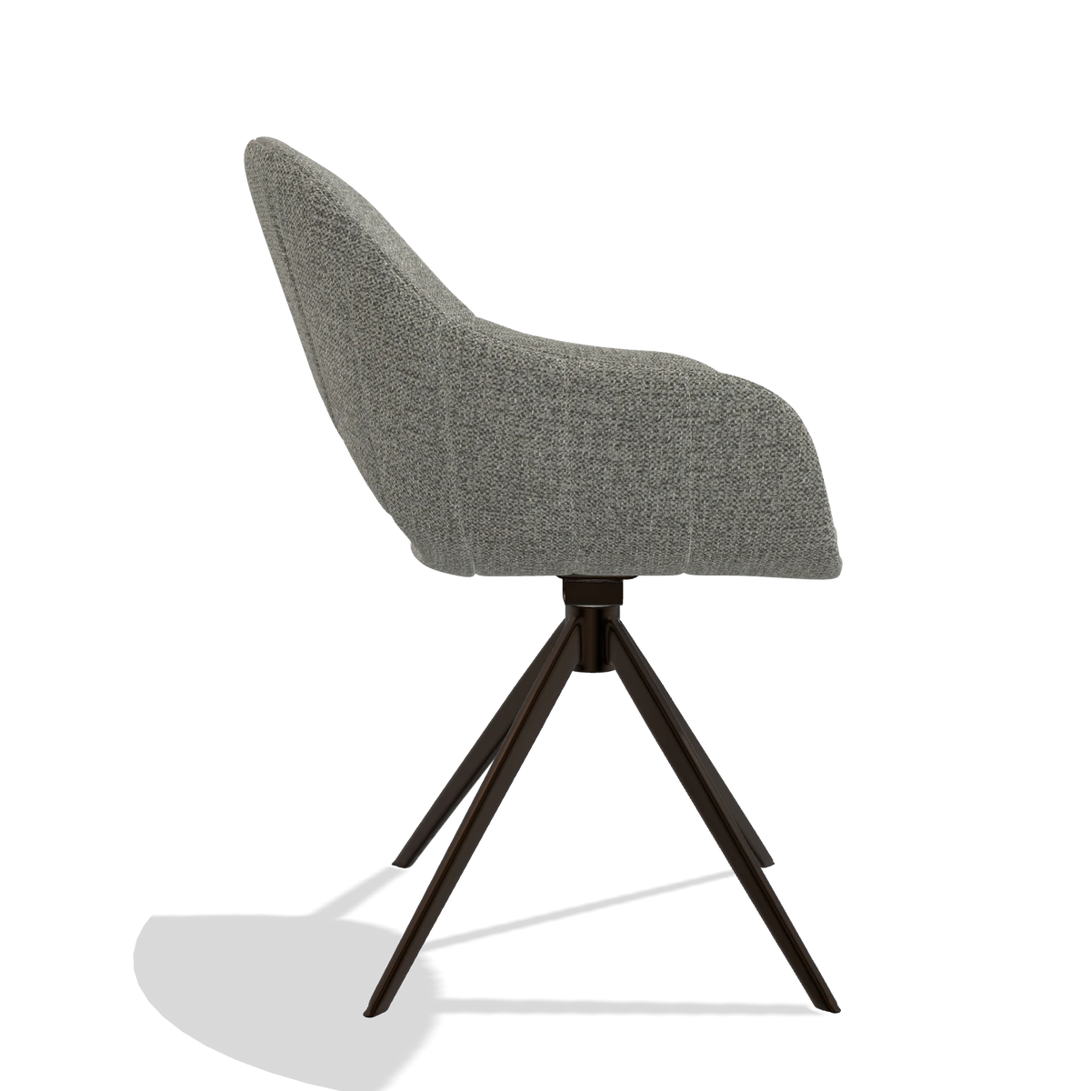 Esszimmerstuhl Matera 6470 in Stoff Taurus 65 (Taupe), Drehfuß in Espresso, Seitenansicht