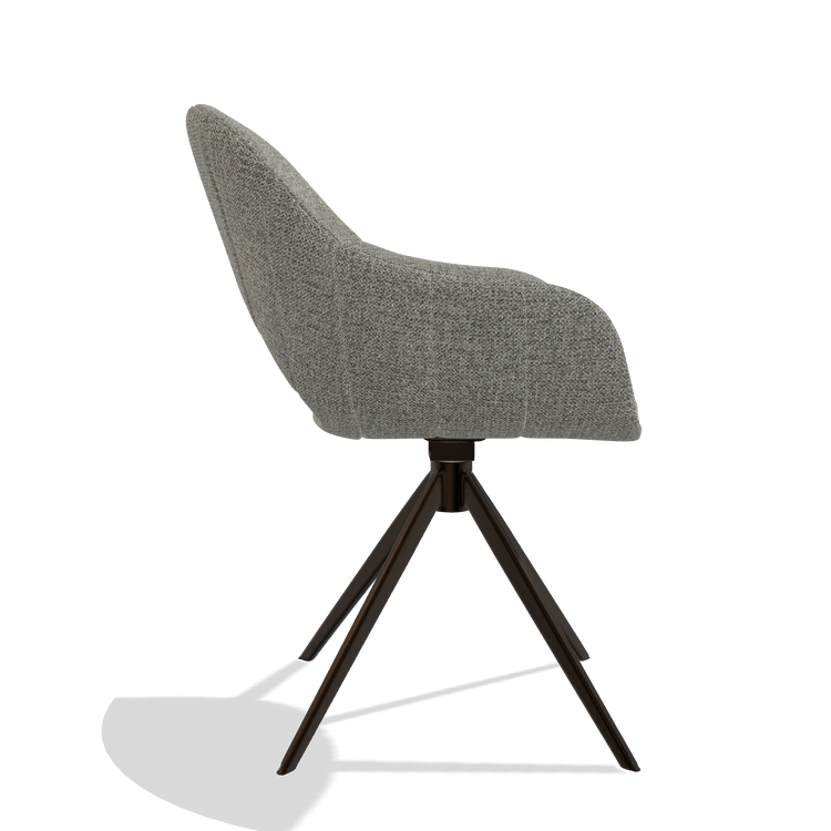 Esszimmerstuhl Matera 6470 in Stoff Taurus 65 (Taupe), Drehfuß in Espresso, Seitenansicht