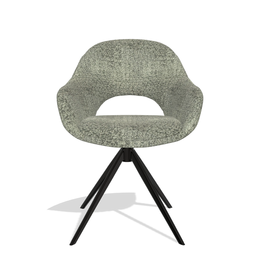 Dining Chair Matera 6470 in Venga 156 fabric (taupe), black swivel base, front view