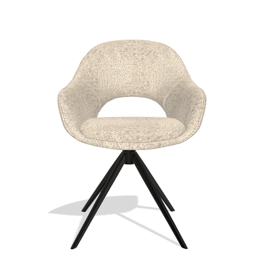 Dining Chair Matera 6470 in Venga 214 fabric (light grey), black swivel base, front view