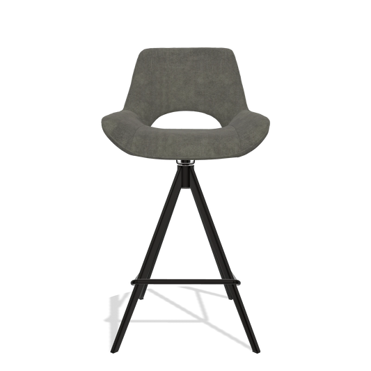 Taburete de bar Matera 6483 en tela Adore 156 (gris oscuro), patas en negro, vista frontal