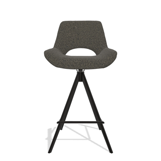 Taburete de bar Matera 6483 en tela Ascot Mouse (chocolate), patas en negro, vista frontal