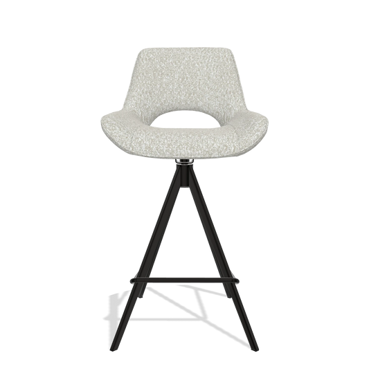 Taburete de bar Matera 6483 en tela Ascot Pearl (gris claro), patas en negro, vista frontal