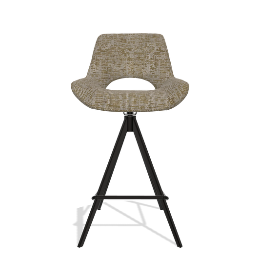 Tabouret de bar Matera 6483 en tissu Be Fine 25 (taupe), pieds en noir, vue de face