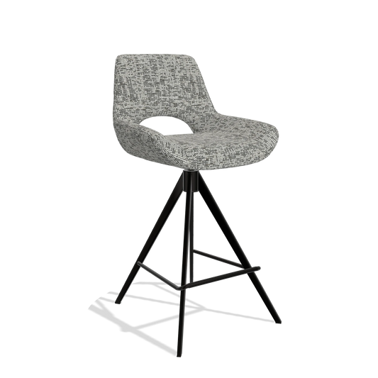 Tabouret de bar Matera 6483 en tissu Be Fine 45 (taupe), pieds en noir, vue de trois-quarts