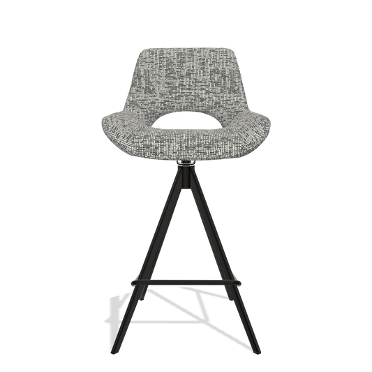 Tabouret de bar Matera 6483 en tissu Be Fine 45 (taupe), pieds en noir, vue de face