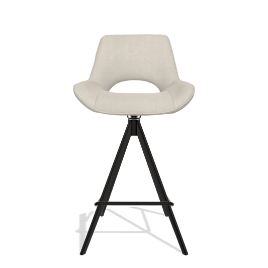 Tabouret de bar Matera 6483 en tissu Boogie 02 (gris clair), pieds en noir, vue de face