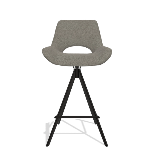 Tabouret de bar Matera 6483 en tissu Boogie 12 (gris foncé), pieds en noir, vue de face