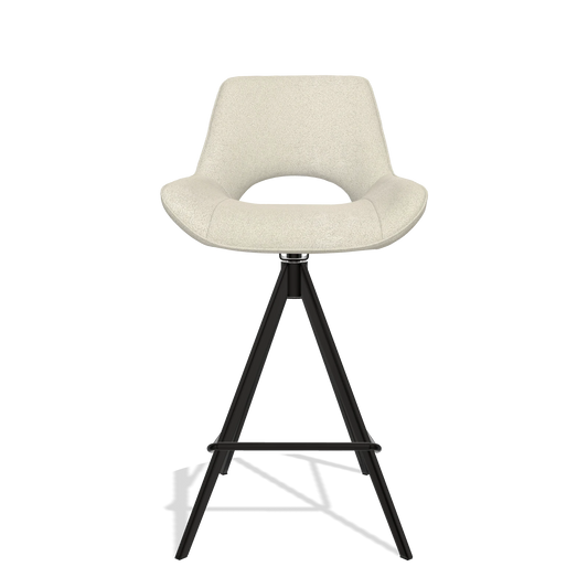 Tabouret de bar Matera 6483 en tissu Boogie 84 (gris clair), pieds en noir, vue de face