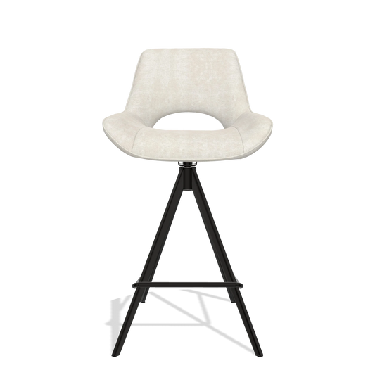 Tabouret de bar Matera 6483 en tissu Bull 05 (gris clair), pieds en noir, vue de face