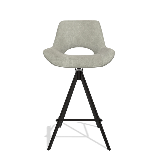 Barhocker Matera 6483 in Stoff Bull 65 (Greige), Beine in Schwarz, Vorderansicht