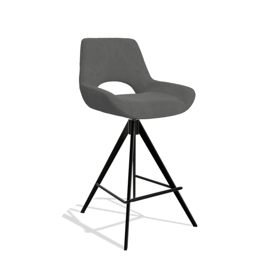 Barhocker Matera 6483 in Stoff Bull 67 (Dunkelgrau), Beine in Schwarz, Schrägansicht