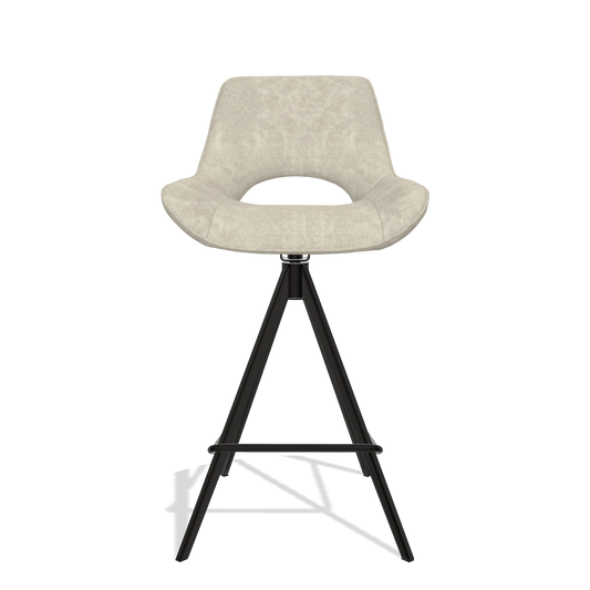 Barhocker Matera 6483 in Stoff Bull 84 (Sand), Beine in Schwarz, Vorderansicht
