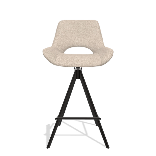 Barhocker Matera 6483 in Stoff Cayenne 102 (Sand), Beine in Schwarz, Vorderansicht