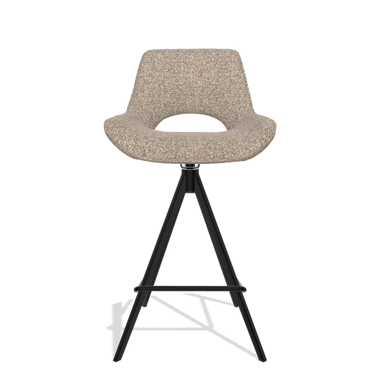 Tabouret de bar Matera 6483 en tissu Cayenne 15 (taupe), pieds en noir, vue de face