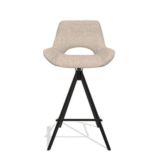 Tabouret de bar Matera 6483 en tissu Cayenne 196 (vieux rose), pieds en noir, vue de face
