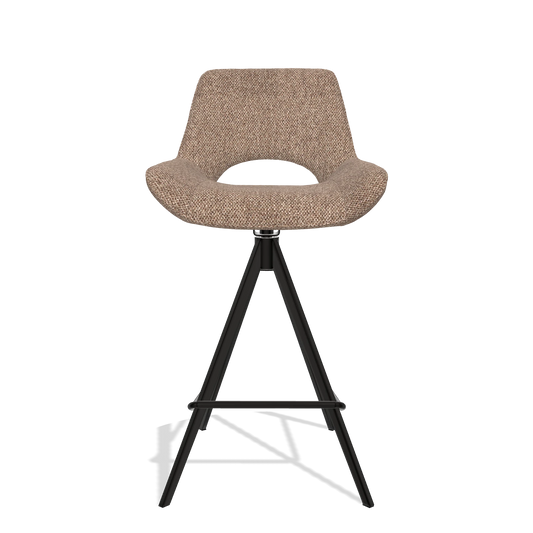 Barhocker Matera 6483 in Stoff Cayenne 28 (Taupe), Beine in Schwarz, Vorderansicht