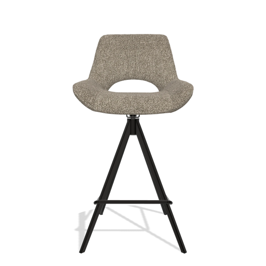 Barhocker Matera 6483 in Stoff Cayenne 55 (Taupe), Beine in Schwarz, Vorderansicht