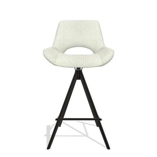 Tabouret de bar Matera 6483 en tissu Energy 101 (gris clair), pieds en noir, vue de face