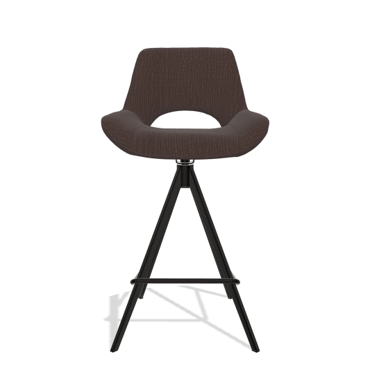 Tabouret de bar Matera 6483 en tissu Energy 34 (chocolat), pieds en noir, vue de face