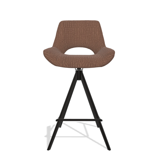 Tabouret de bar Matera 6483 en tissu Energy 96 (marron), pieds en noir, vue de face