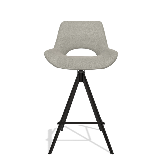 Tabouret de bar Matera 6483 en tissu Glory 01 (grège), pieds en noir, vue de face