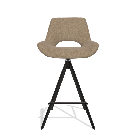 Tabouret de bar Matera 6483 en tissu Glory 13 (taupe), pieds en noir, vue de face