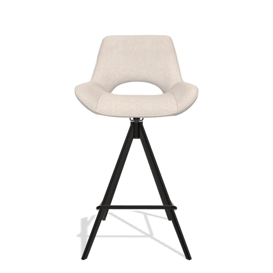 Tabouret de bar Matera 6483 en tissu Guard 01 (gris clair), pieds en noir, vue de face