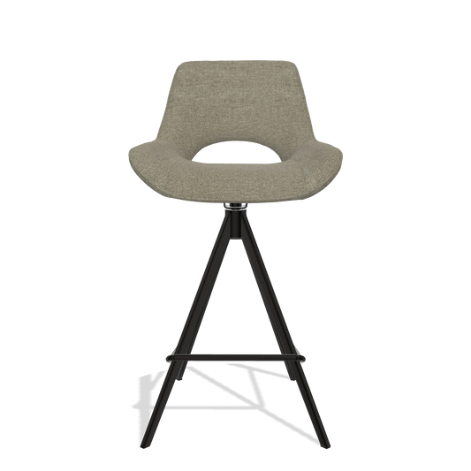 Tabouret de bar Matera 6483 en tissu Guard 193 (taupe), pieds en noir, vue de face