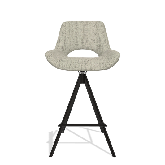 Tabouret de bar Matera 6483 en tissu Horta 05 (grège), pieds en noir, vue de face