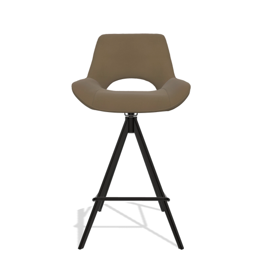 Sgabello da bar Matera 6483 in Pelle A802 (oliva), gambe in nero, vista frontale